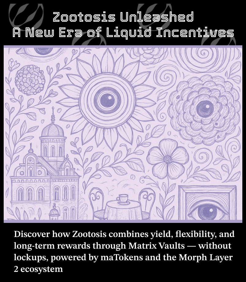 Zootosis Unleashed: A New Era of Liquid Incentives on Morph by Mitosis Discover how Zootosis combines yield, flexibility, and long-term rewards through Matrix Vaults — without lockups, powered by maTokens and the Morph Layer 2 ecosystem.